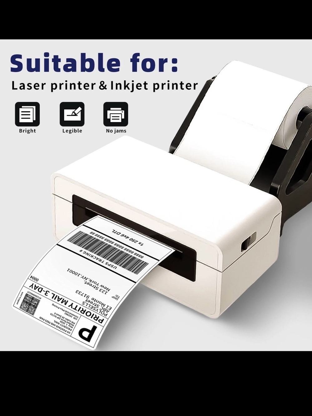 Direct Thermal Shipping Labels for Zebra & Rollo Printers, Fanfold 500 PCS 4x6” - Picture 15 of 16